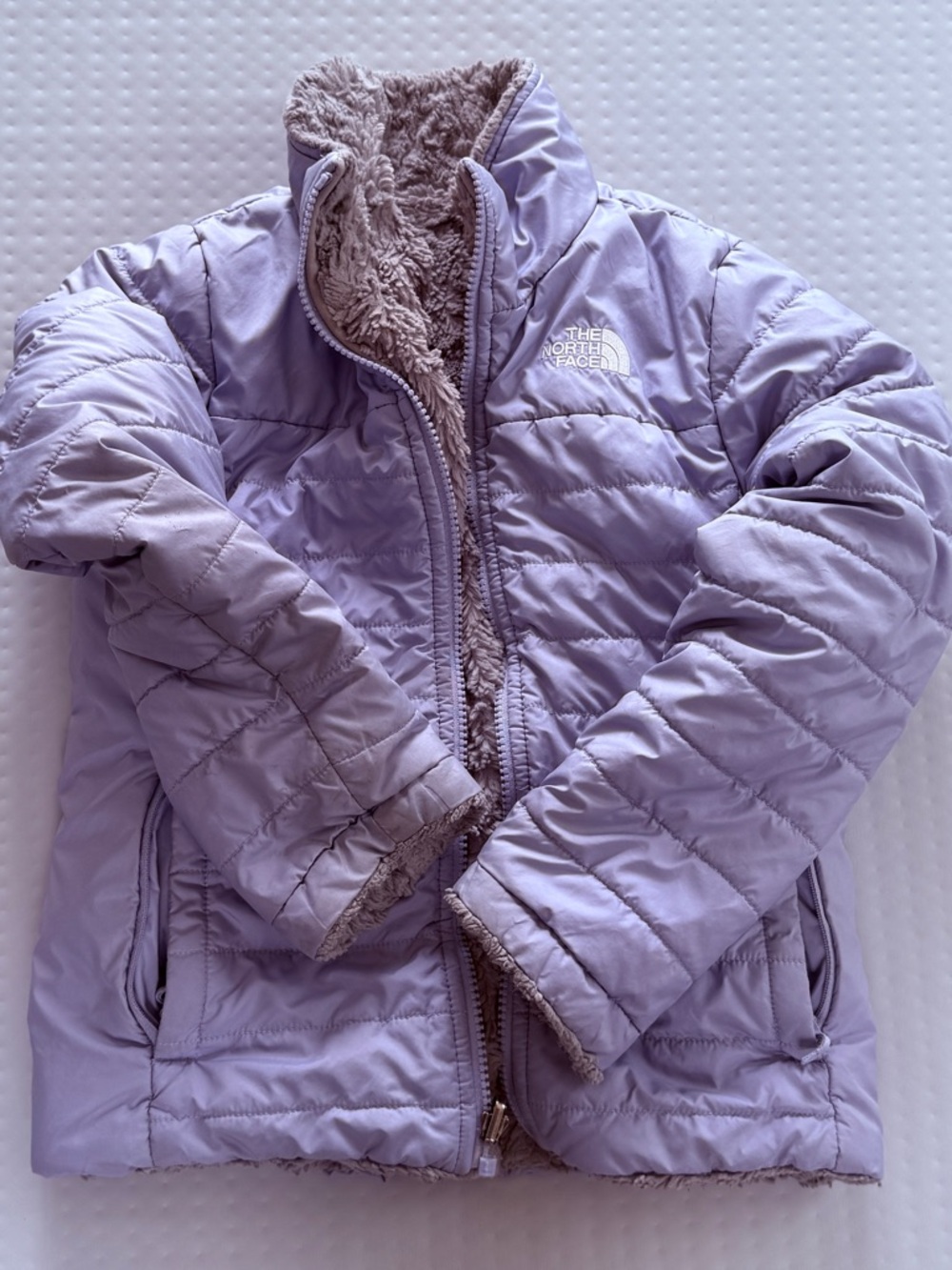 The North Face Girls' Reversible Puffer Jacket - Light Lavender
